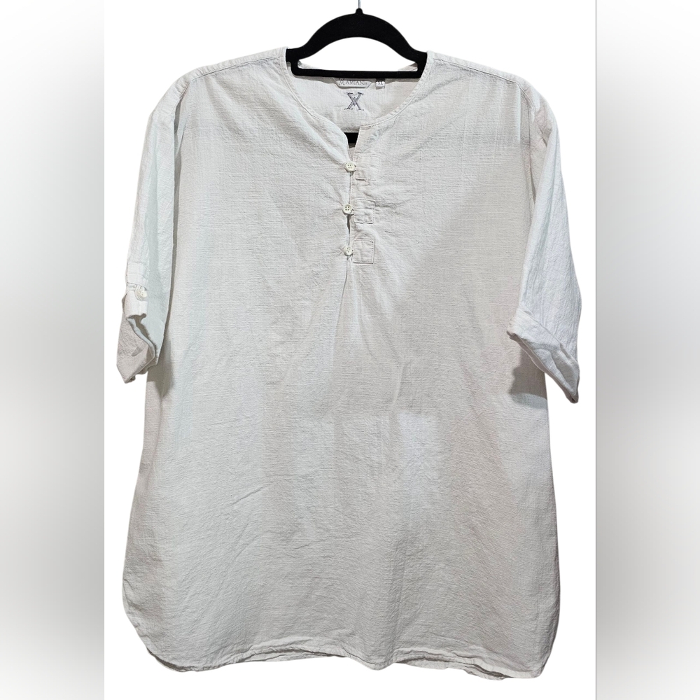 AMIANI Men White Casual Button Down Shirt 100% Cotton Size XL